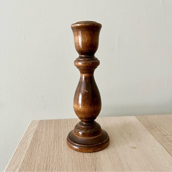 Vintage Set of 2 Wooden Candlesticks Taper Candle Holder Pair - Picture 3 of 7